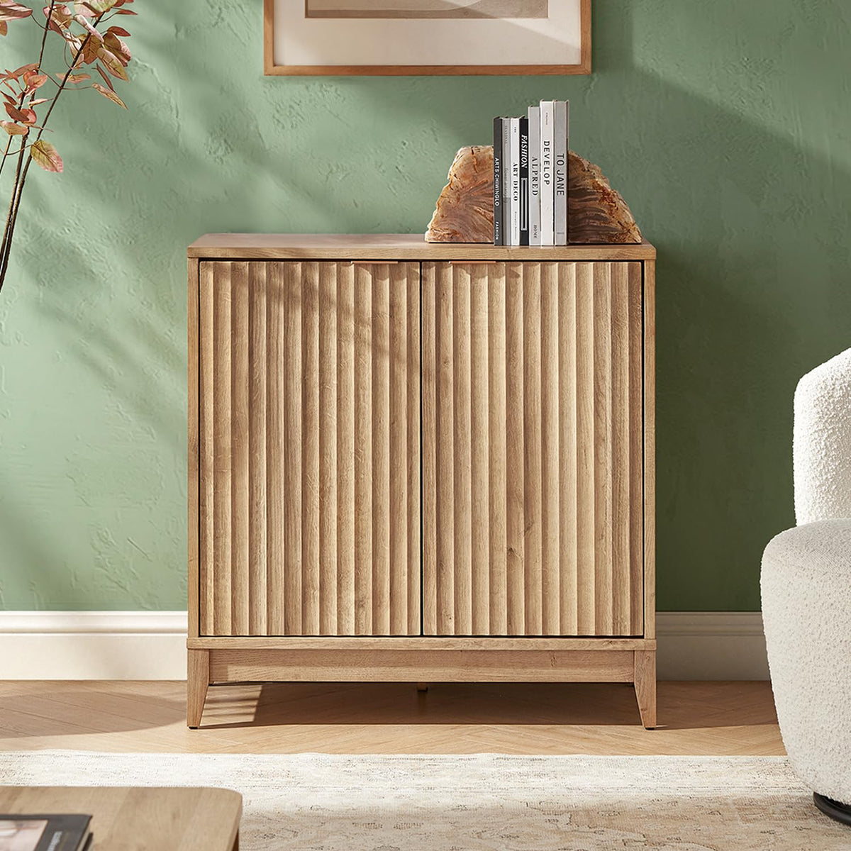Fluted Storage Cabinet with Adjustable Shelf V7726