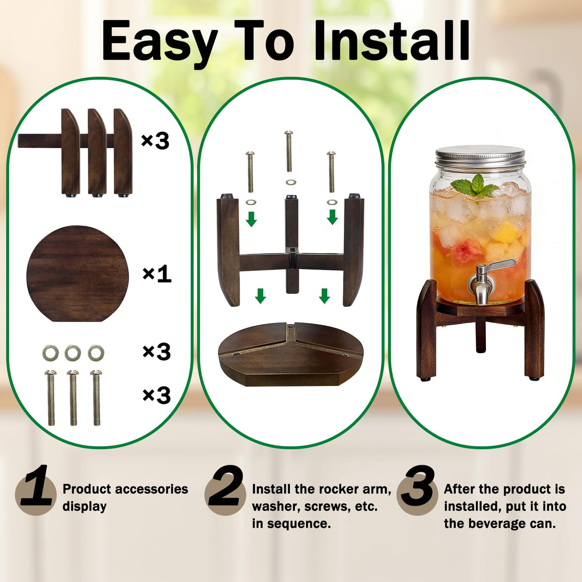 Adjustable Solid Wood Drink Dispenser Stand C865