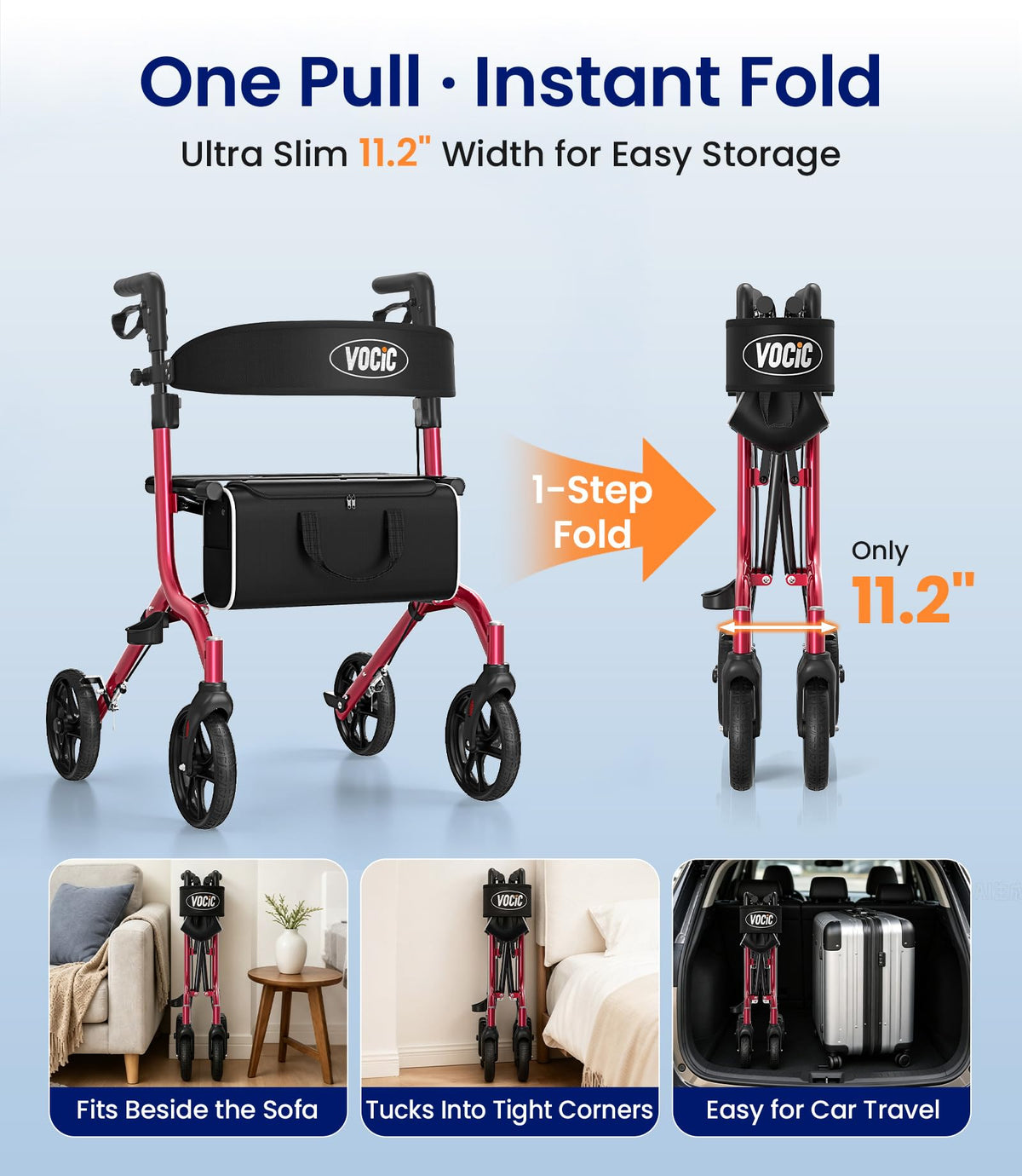 Ultralight Rollator Walker with Seat L771698