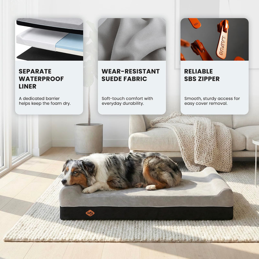 Slate Grey Memory Foam Orthopedic Dog Bed D9372