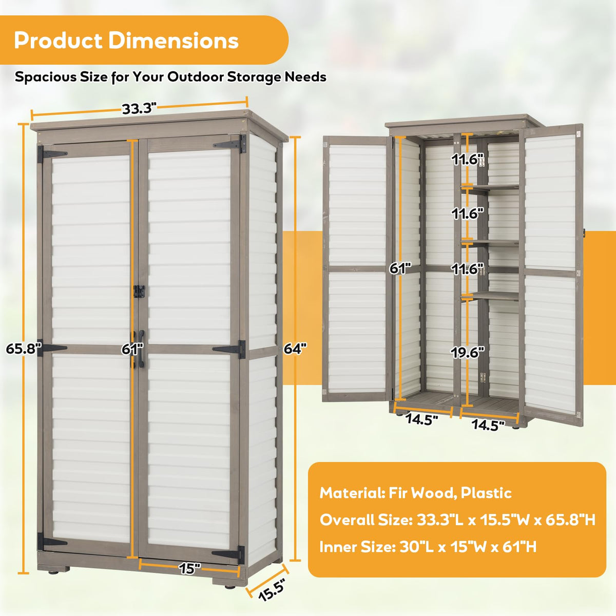 Outdoor Storage Cabinet with Adjustable Shelves J78852