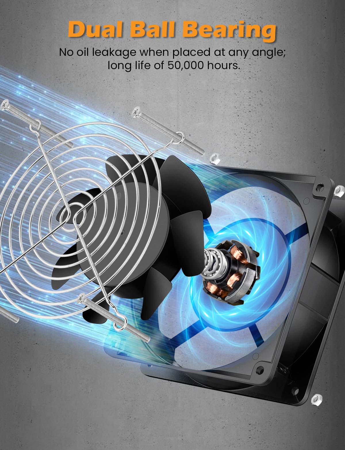 120mm x 38mm 120V Dual Ball Bearing Axial Fan B8196