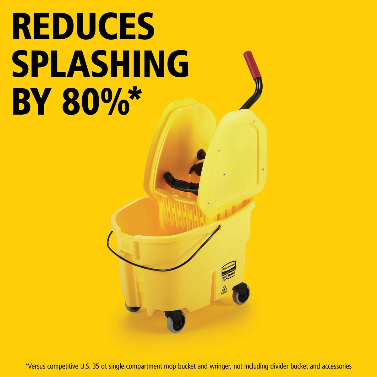 Yellow 35 QT Mop Bucket and Wringer Combo on Wheels F42843