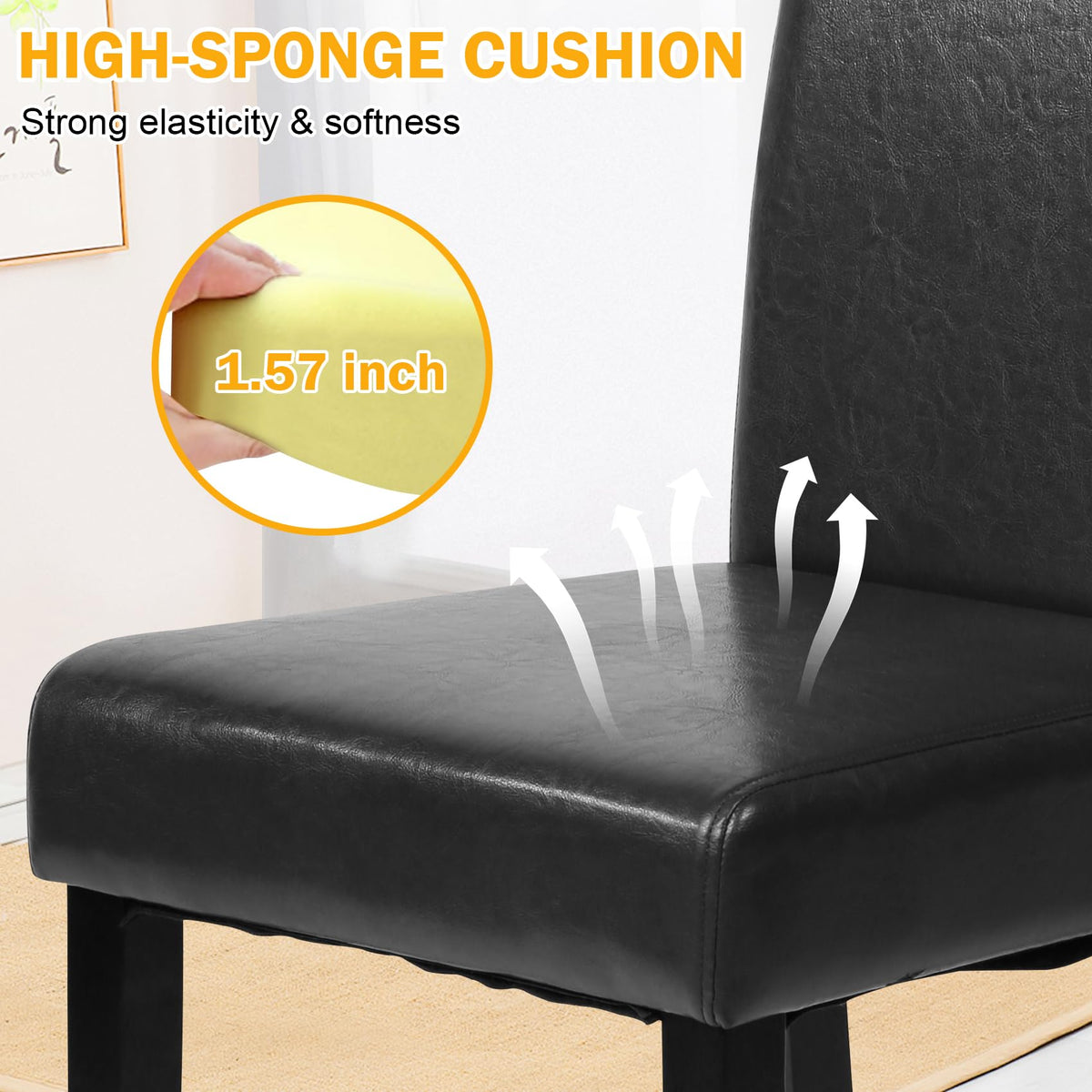 Black Faux Leather Upholstered Dining Chairs Set of 4 M708
