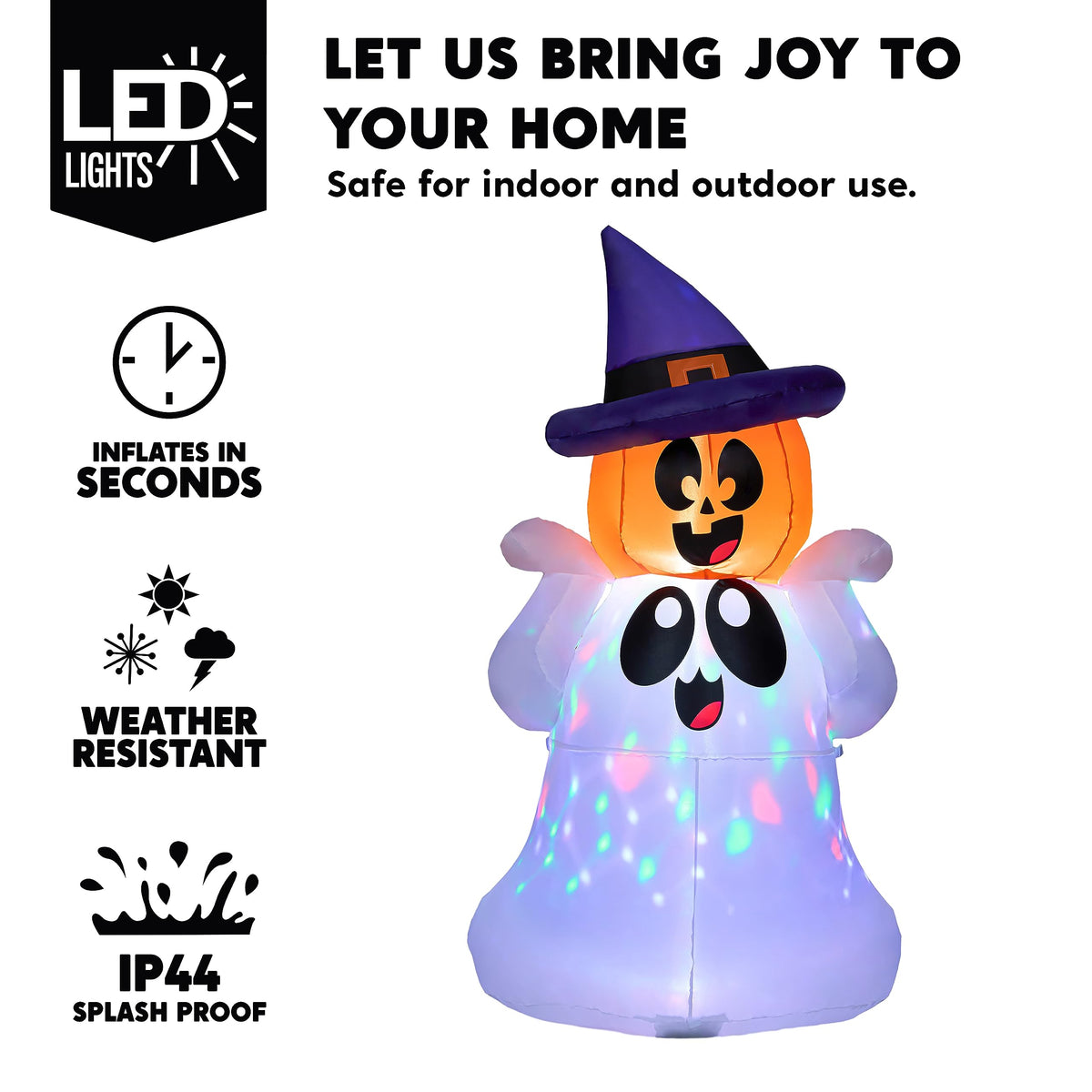 5 FT Halloween Inflatable Ghost with Colorful LEDs I474063
