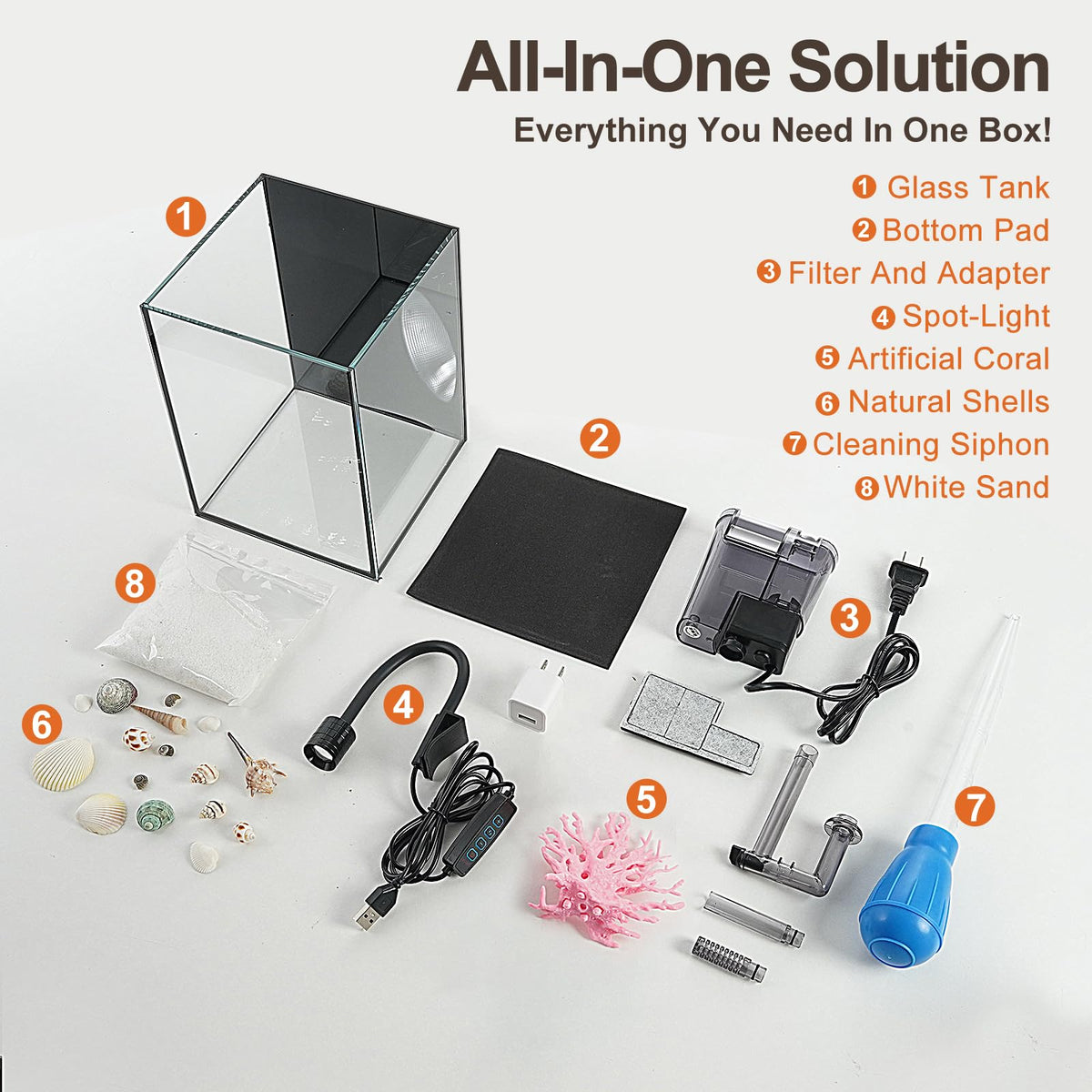 1.2 Gallon Rimless Glass Aquarium Tank Kit with Filter O32663