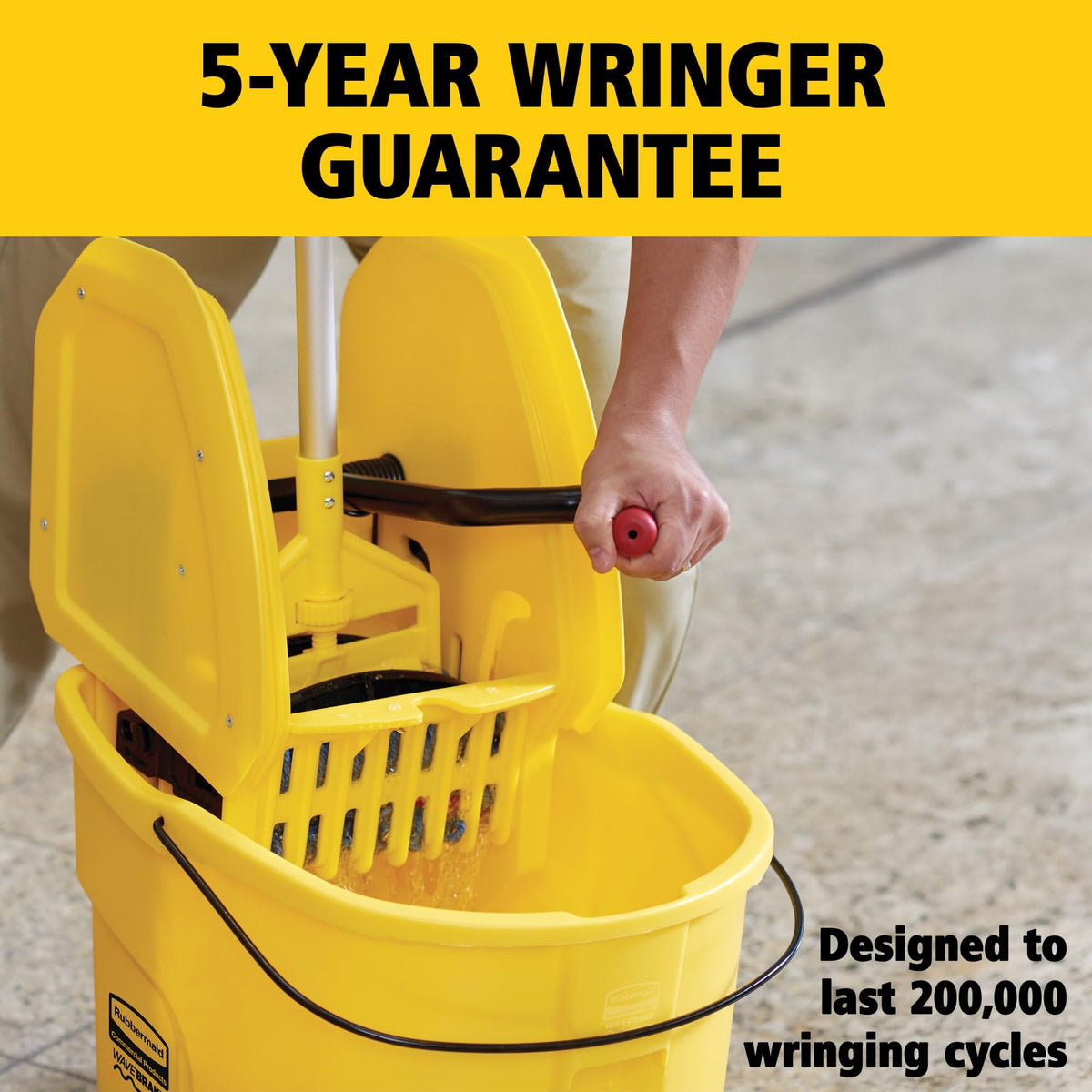 Yellow 35 QT Mop Bucket and Wringer Combo on Wheels F42843