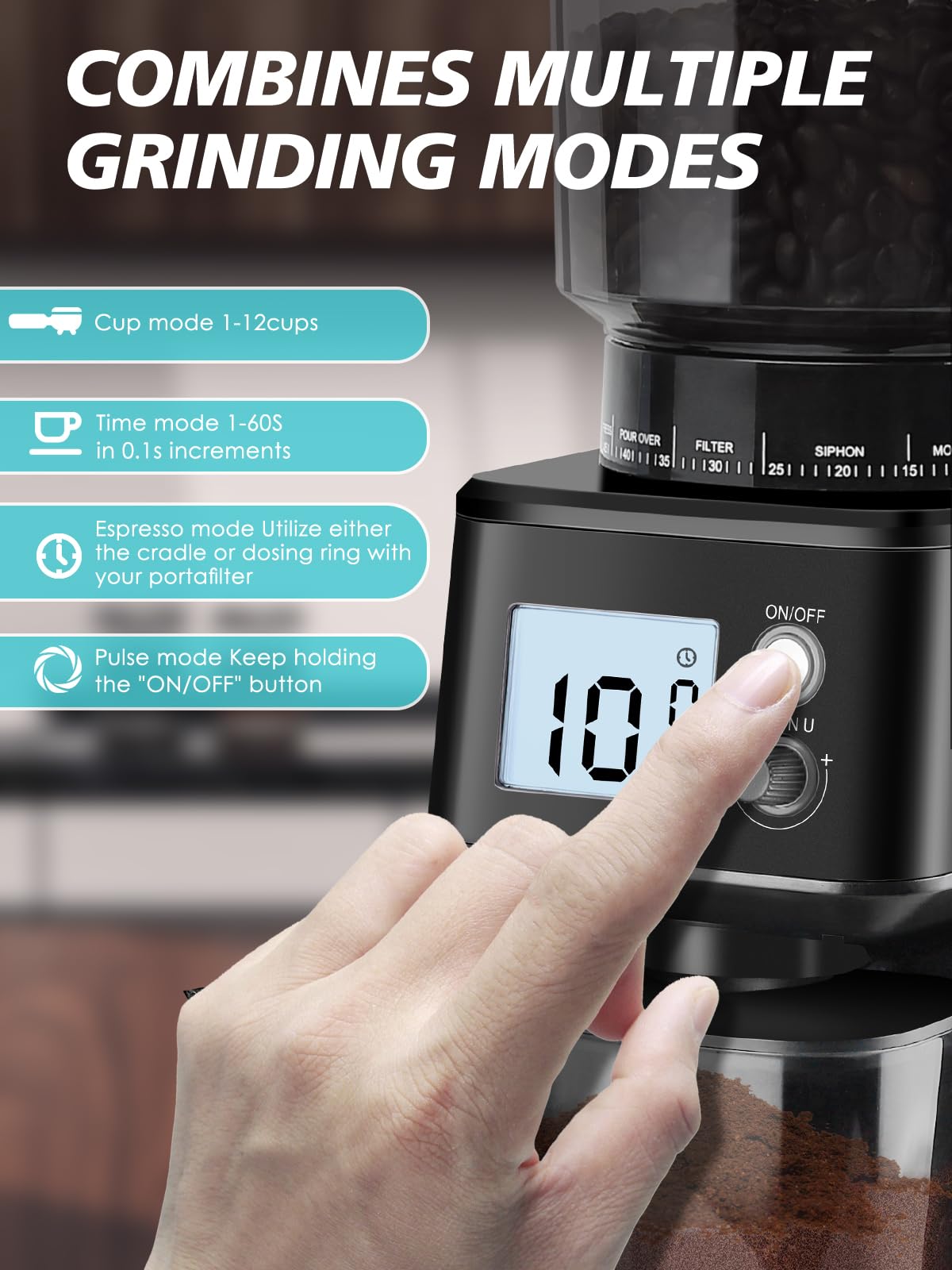 Conical Burr Espresso Coffee Grinder, 51 Settings, Stainless Steel K203248