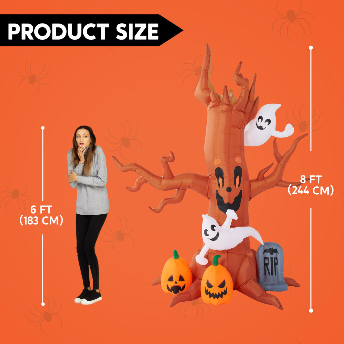 8FT Halloween Inflatable Tree with Ghost Pumpkin and Tombstone Z52700