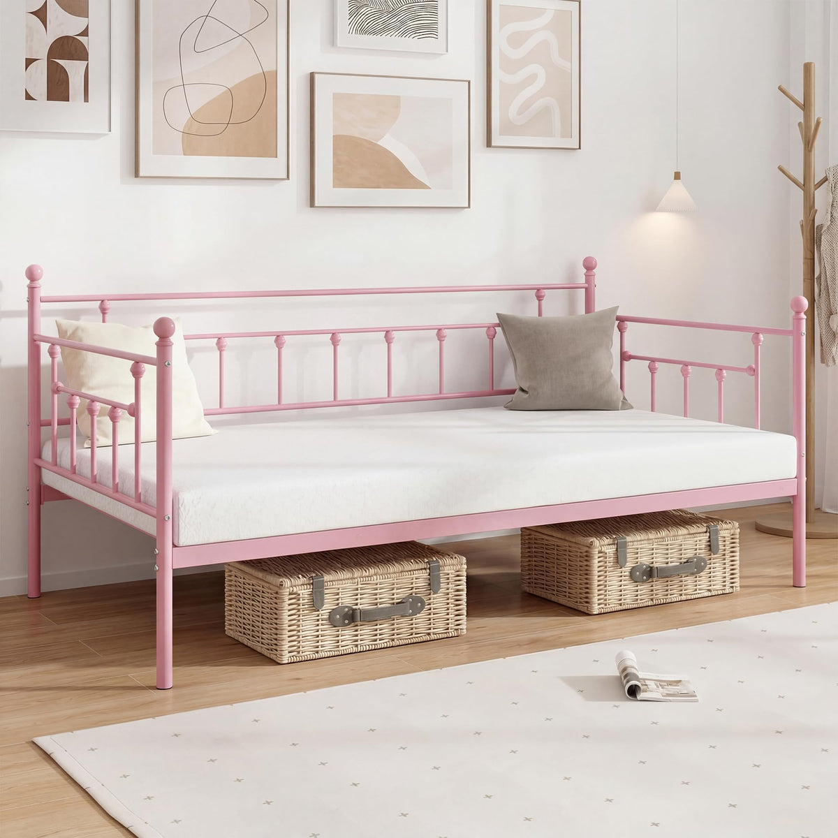 Twin Size Metal Daybed Frame with Headboard K673