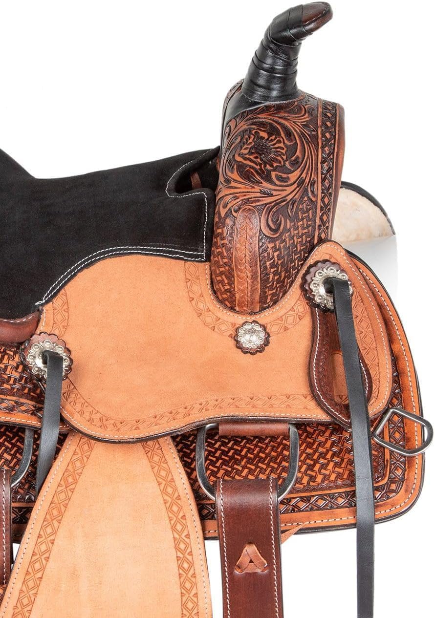 Leather Horse Saddle Set with Tack & Stirrups U7937