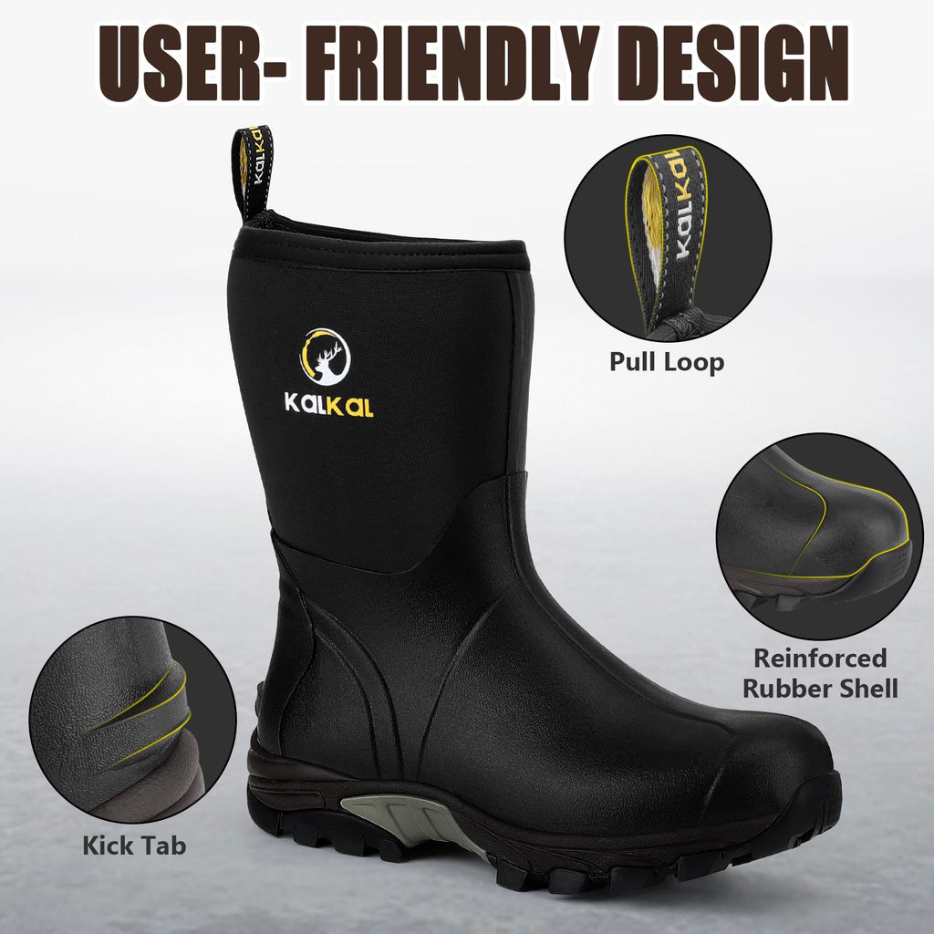 Waterproof Insulated Mid Calf Rubber Boots N78311