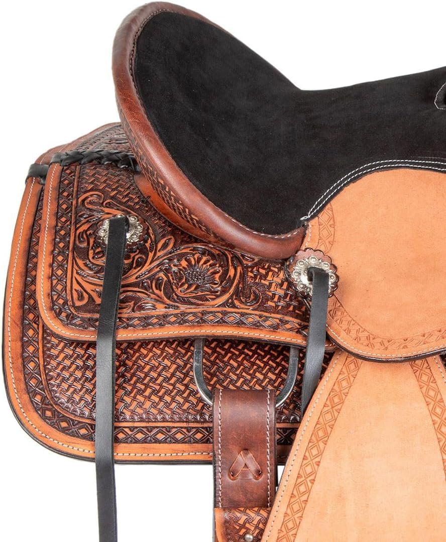 Leather Horse Saddle Set with Tack & Stirrups U7937