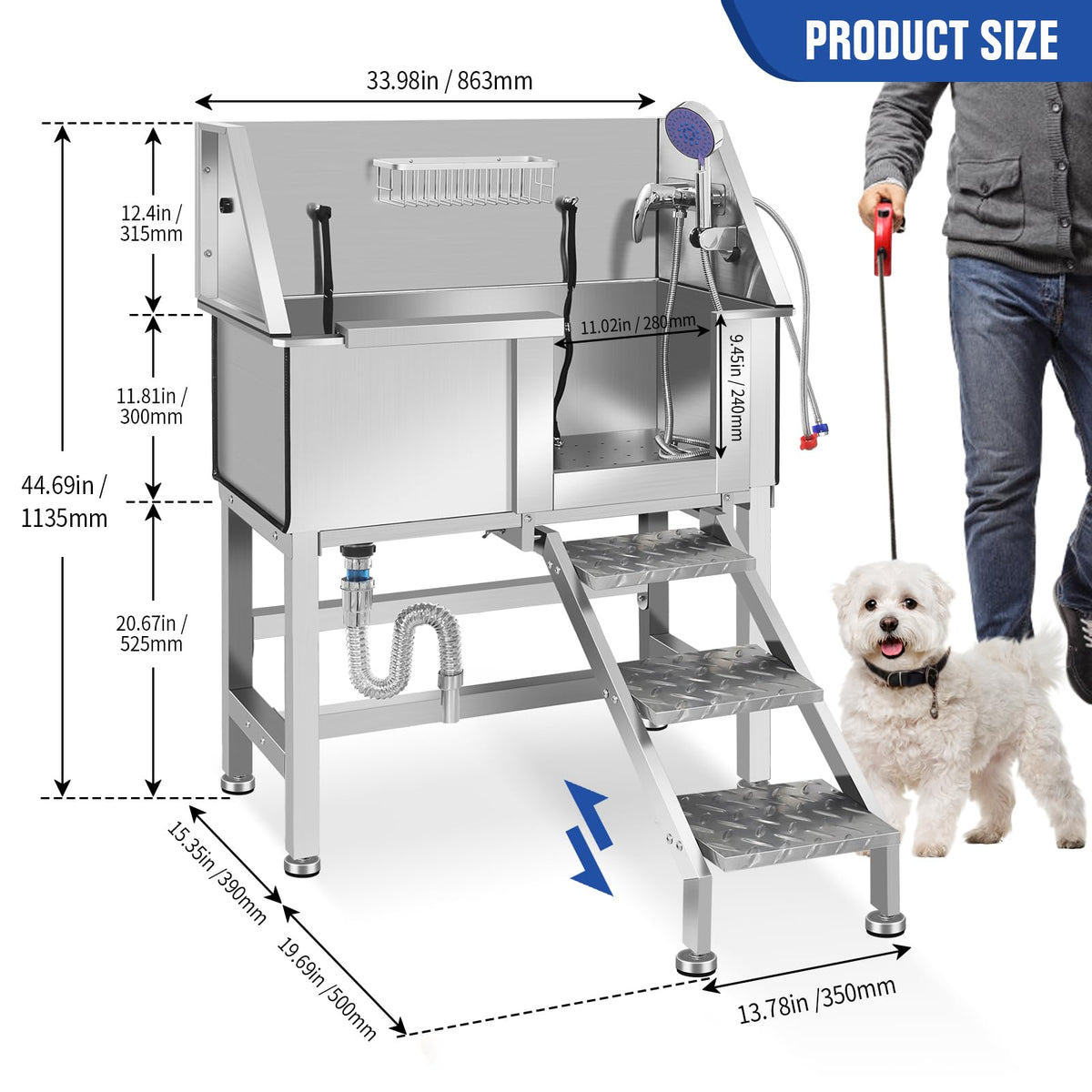 Stainless Steel Dog Washing Station W61200