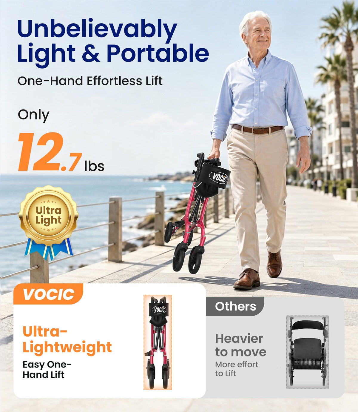 Ultralight Rollator Walker with Seat L771698