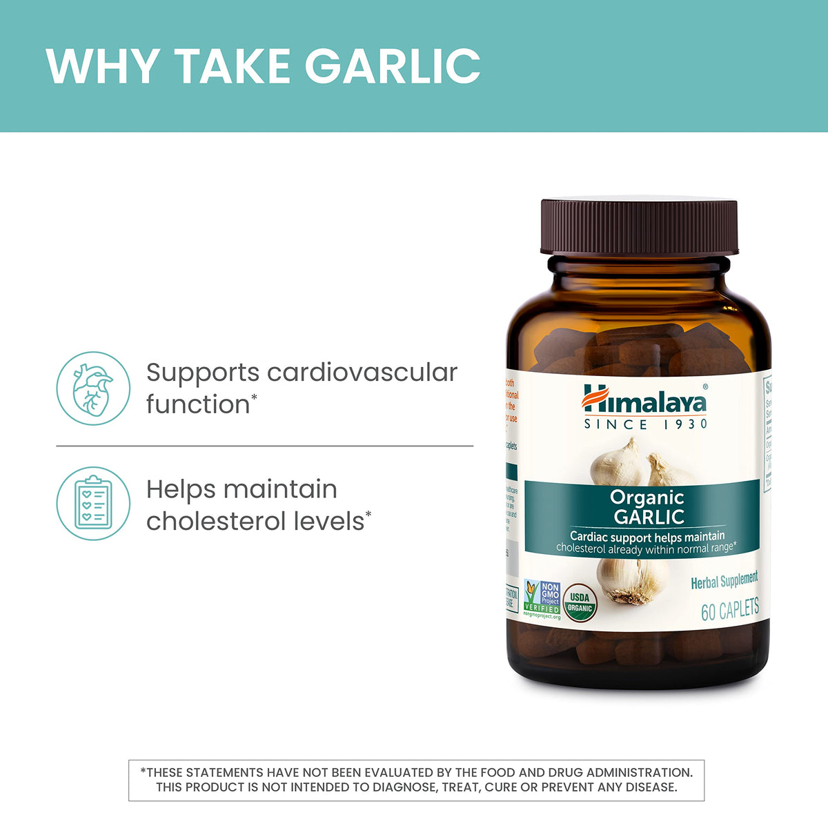 USDA Organic Garlic Supplements 1400 mg 60 Caplets P405904