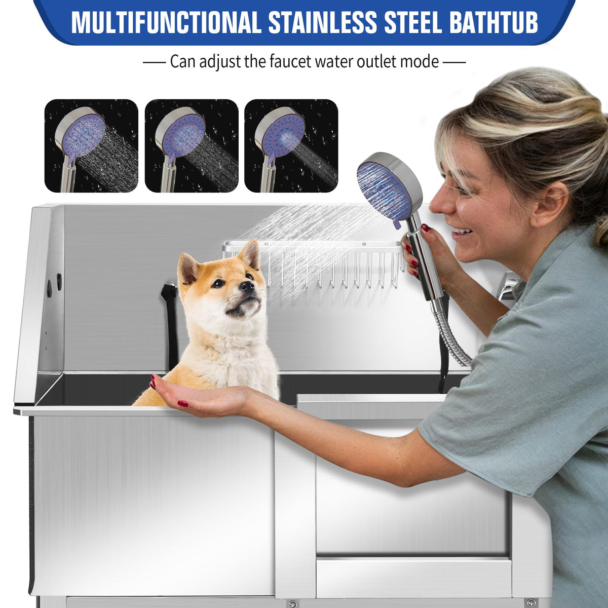 Stainless Steel Dog Washing Station W61200