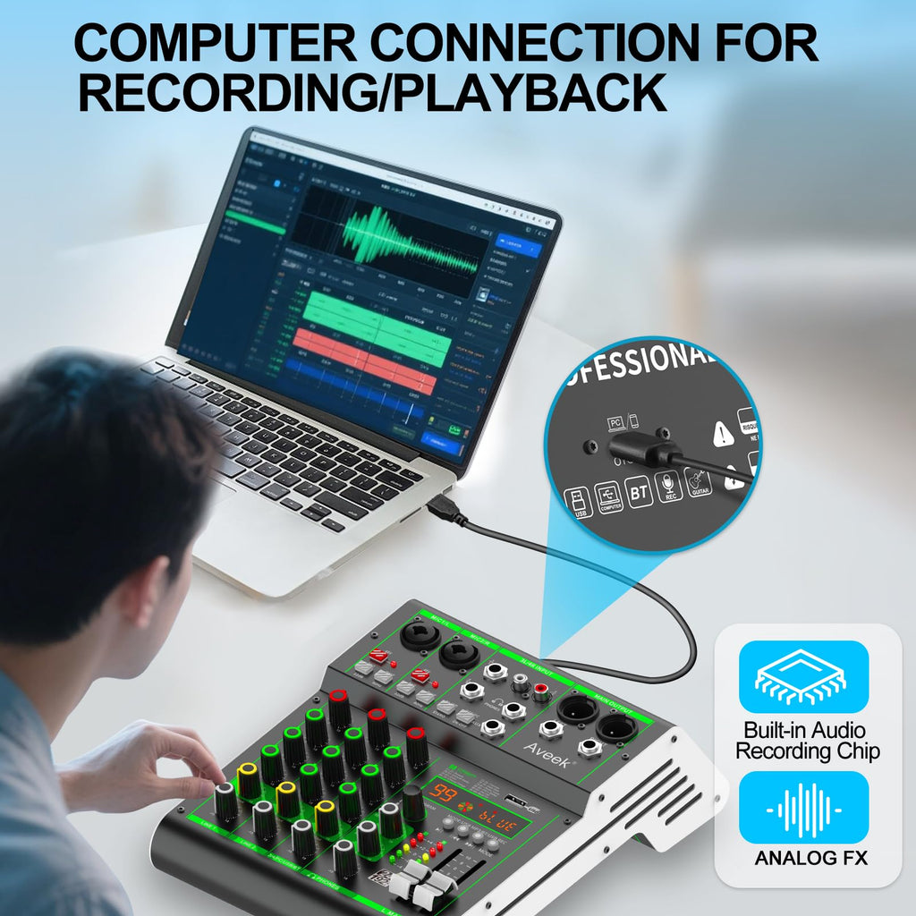 4 Channel Audio Mixer with Bluetooth and USB N269
