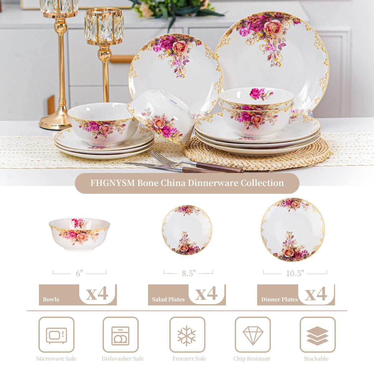 White 12 Piece Porcelain Dinnerware Set Z652888