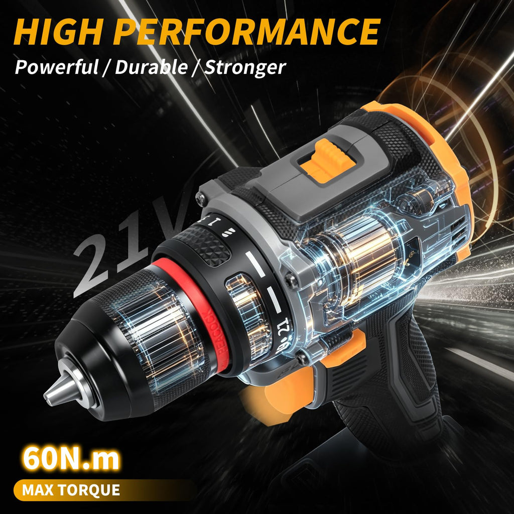 Cordless Drill Set 21V Brushless with 2 x 2.0Ah Battery B850