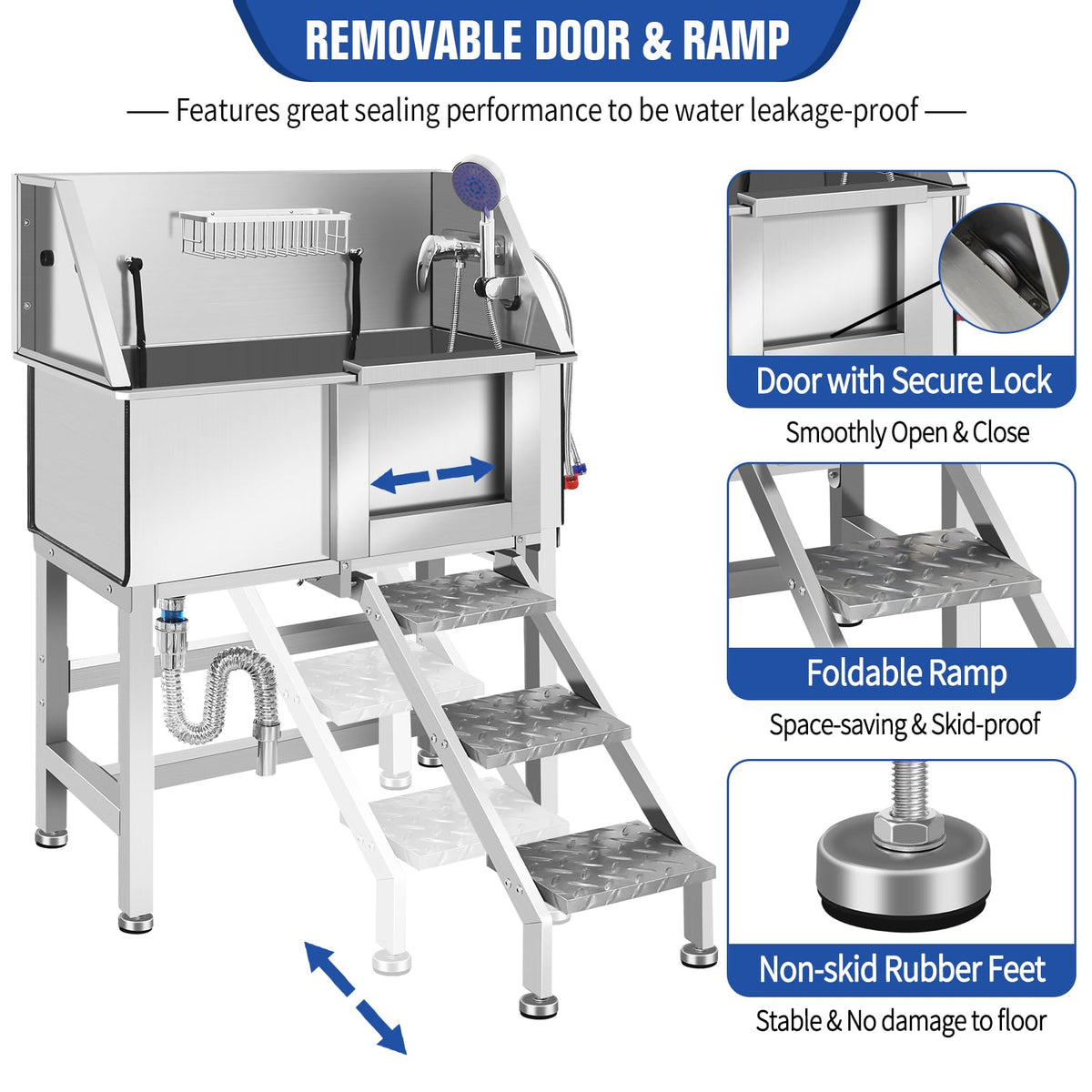 Stainless Steel Dog Washing Station W61200