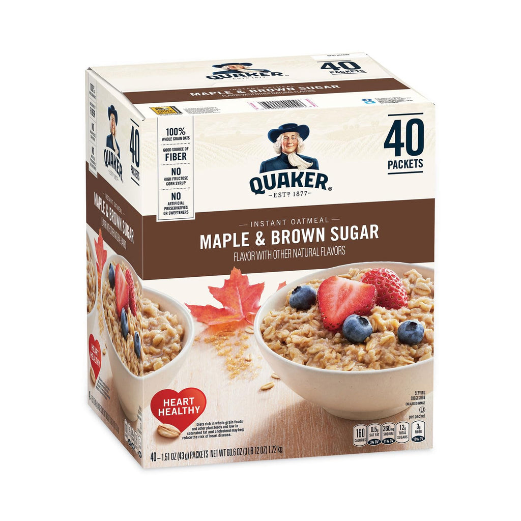 Instant Oatmeal Cereal, Maple and Brown Sugar, 40-1.51 oz packets R735