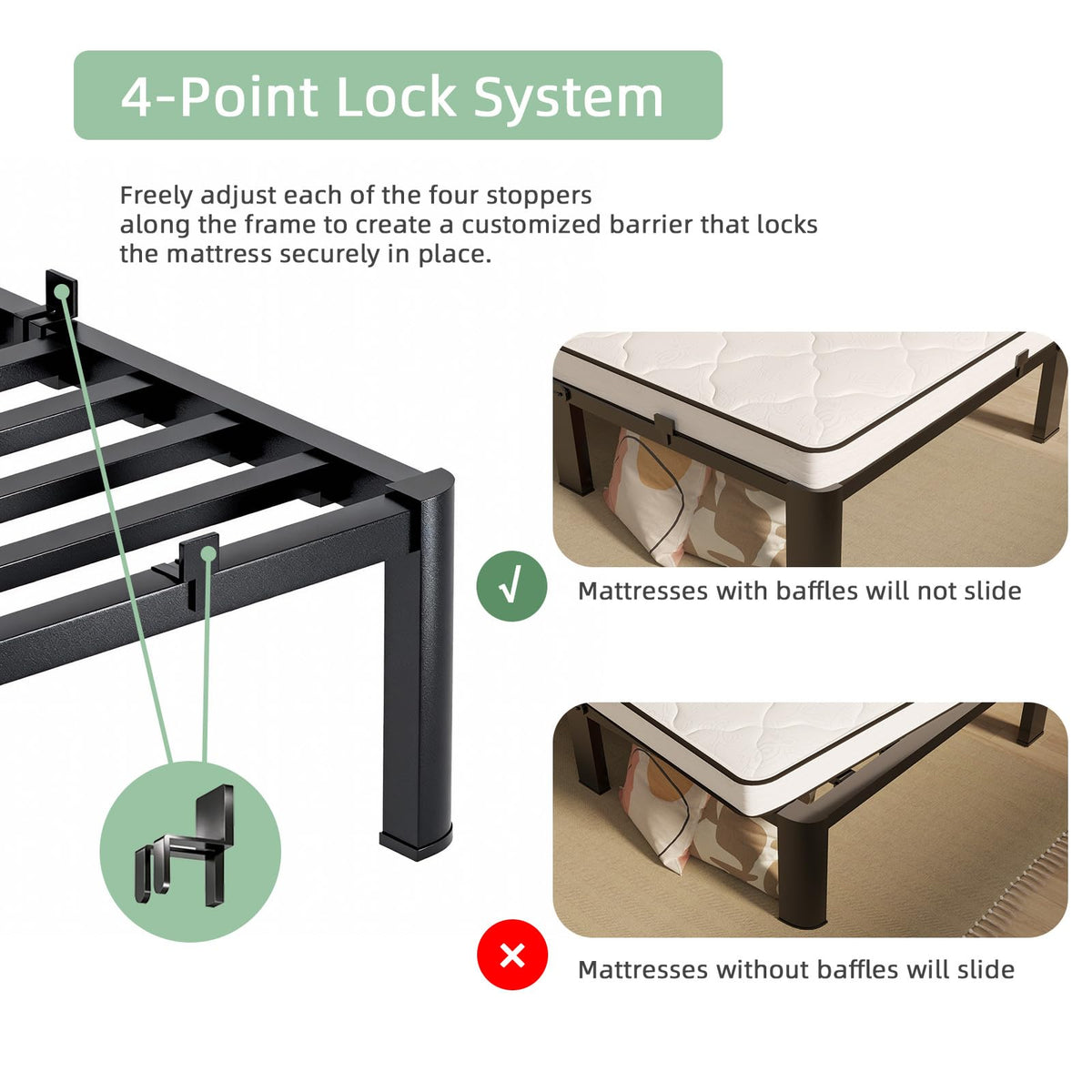 Queen Size 18 Inch Metal Platform Bed Frame A636172