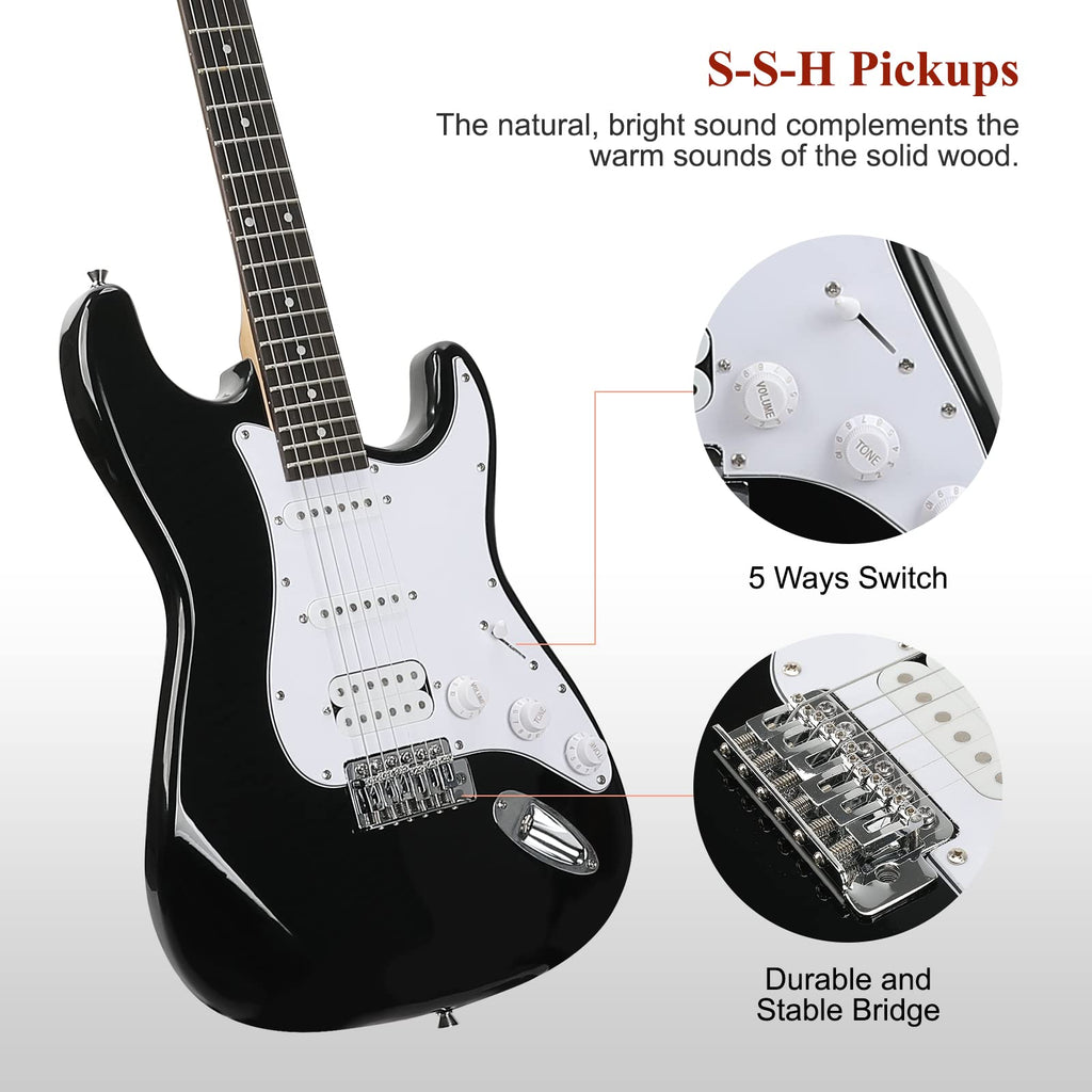 39 Inch HSS Pickups Electric Guitar Starter Kit with Amplifier Bag J1727
