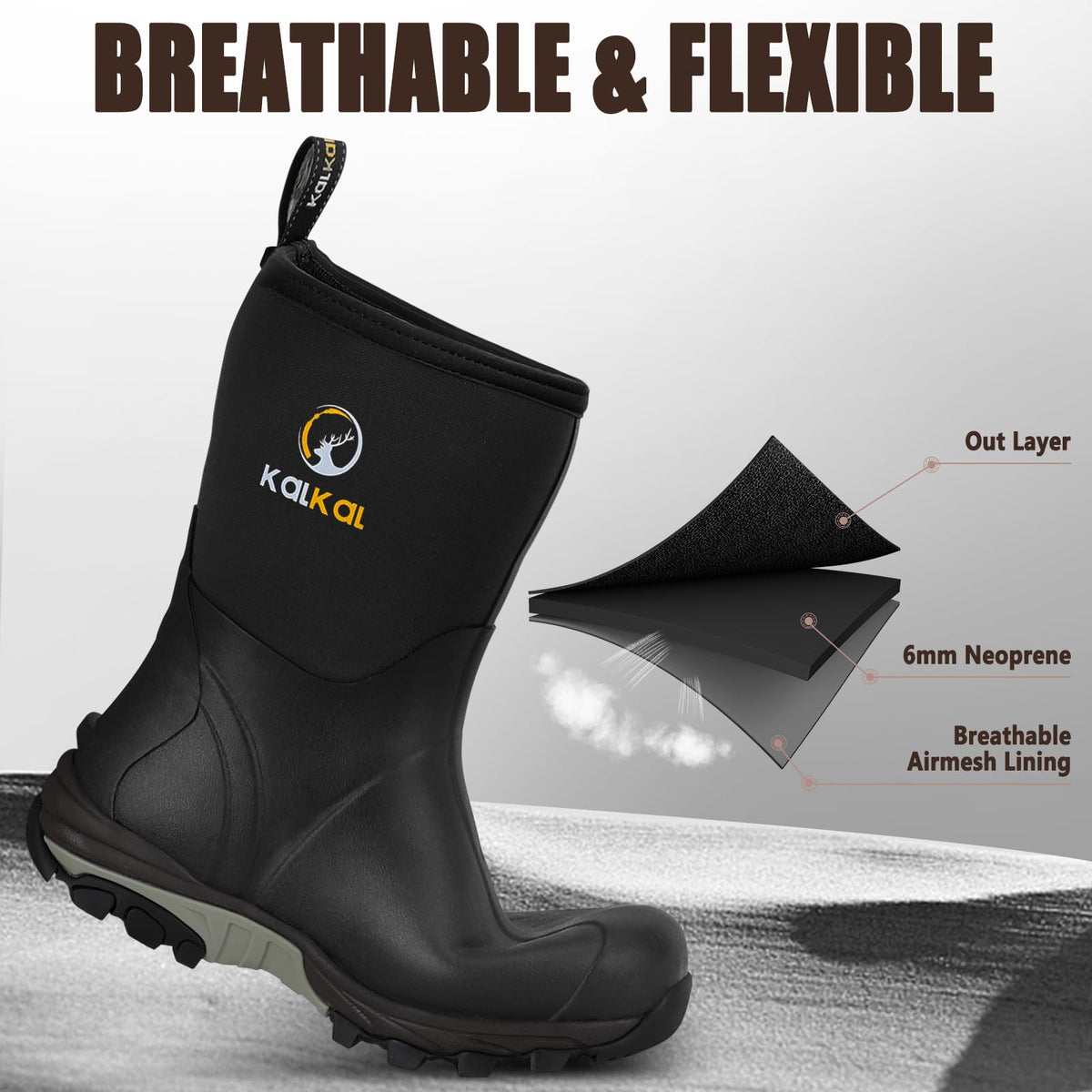 Waterproof Insulated Mid Calf Rubber Boots N78311