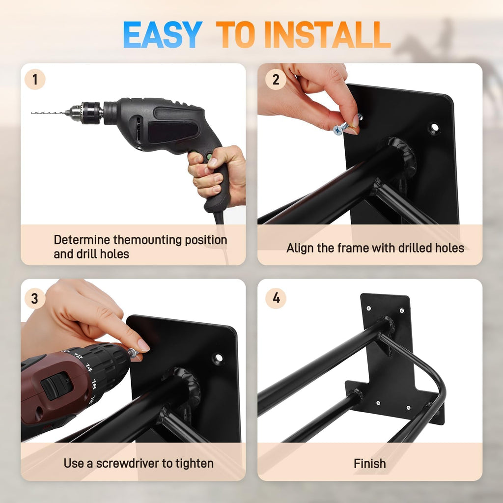 2 Pack Wall Mounted Saddle Rack with Double Pad Bar I670