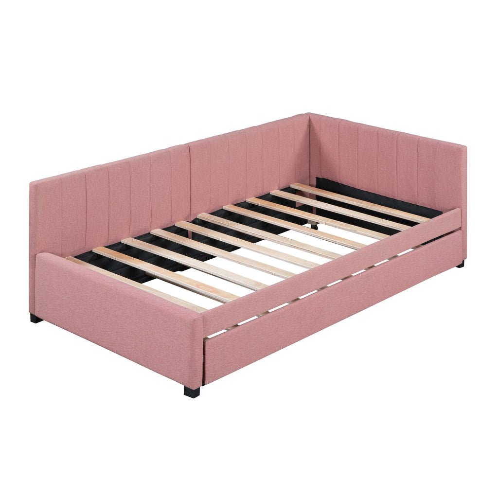 Twin Size Linen Upholstered Daybed with Trundle P676