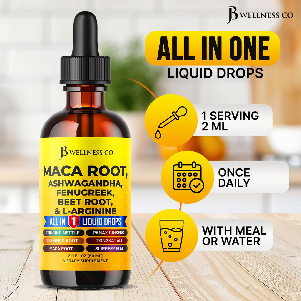 Organic Maca Root Liquid Drops with Ashwagandha 2oz E93077