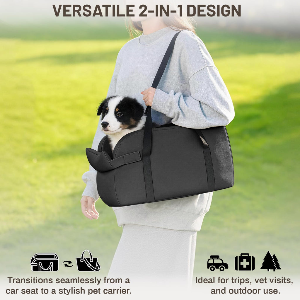 2-in-1 Dog Car Seat & Shoulder Carrier Dark Grey G268