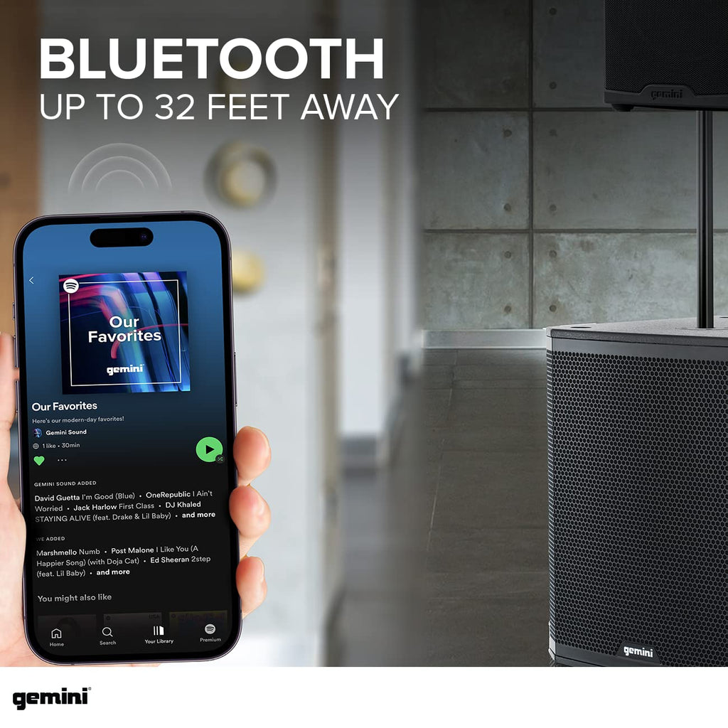 18" Powered Subwoofer, 1200 Watts, Bluetooth TWS B476