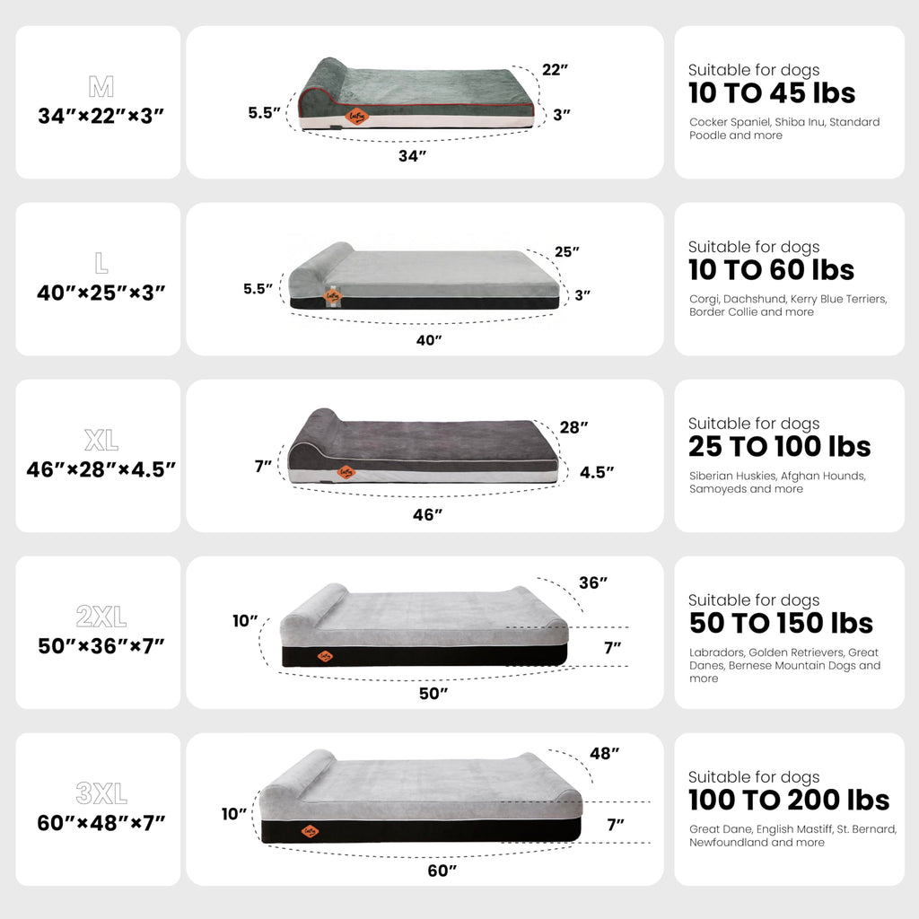 Slate Grey Memory Foam Orthopedic Dog Bed D9372