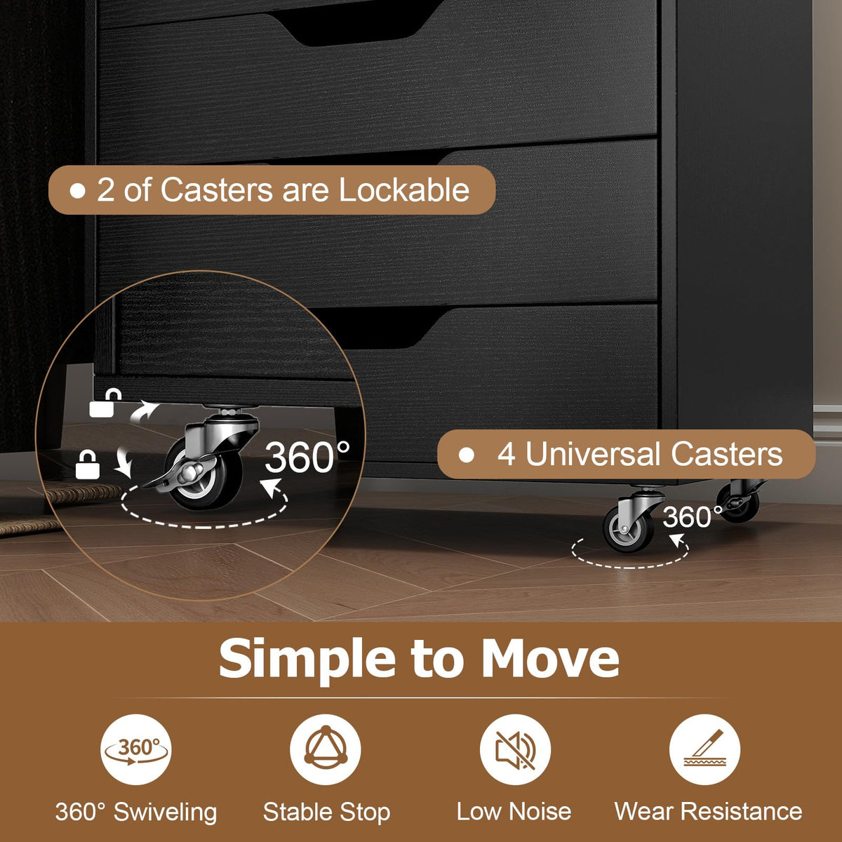 7 Drawer Wooden Storage Cabinet with Casters M86739