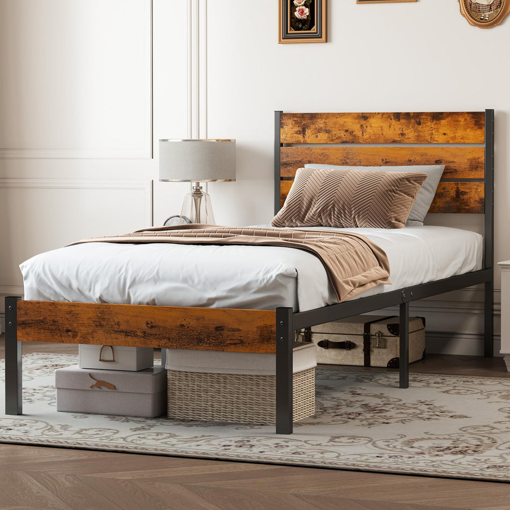 Twin Wood Bed Frame with Headboard L239729