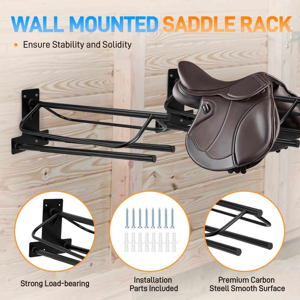 2 Pack Wall Mounted Saddle Rack with Double Pad Bar I670