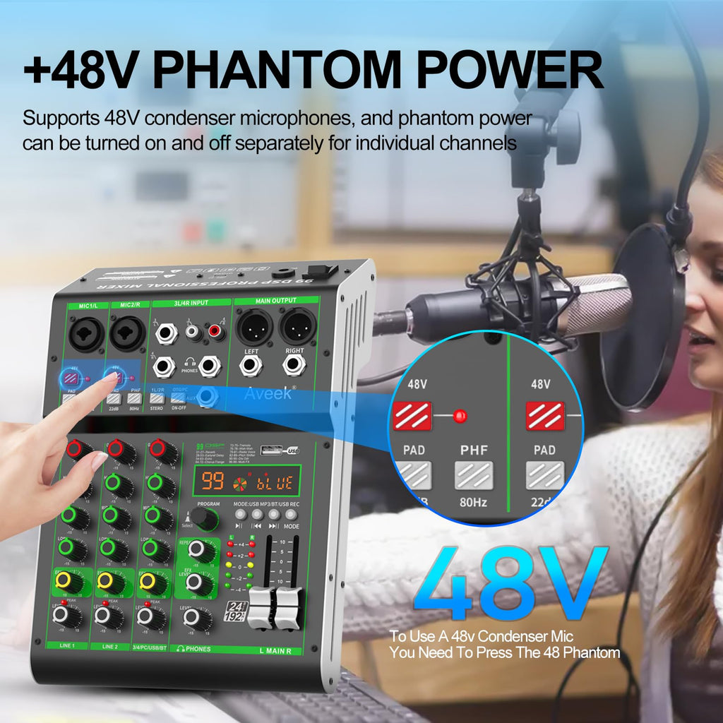 4 Channel Audio Mixer with Bluetooth and USB N269