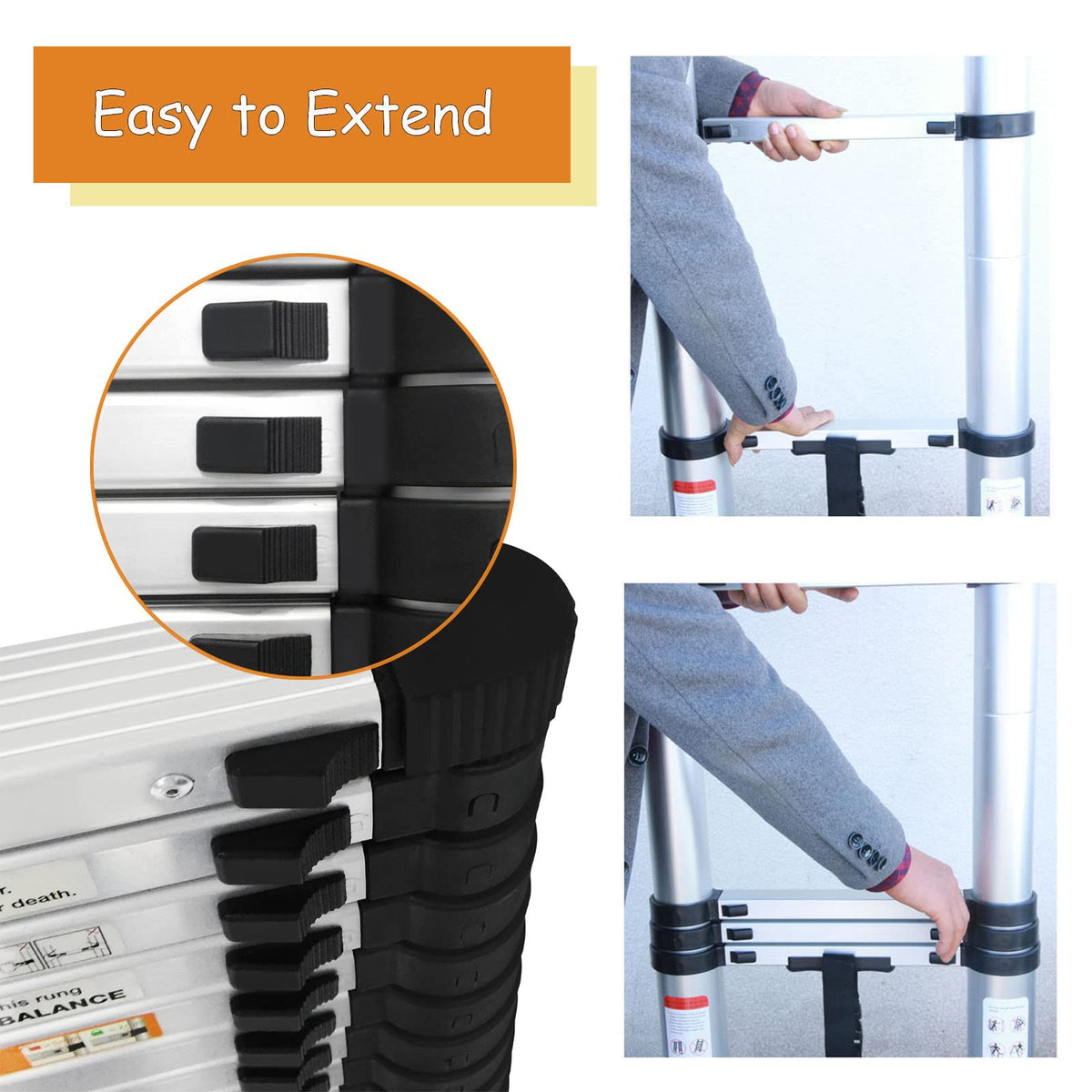 20.3ft Aluminum Telescoping Ladder with Hooks C562