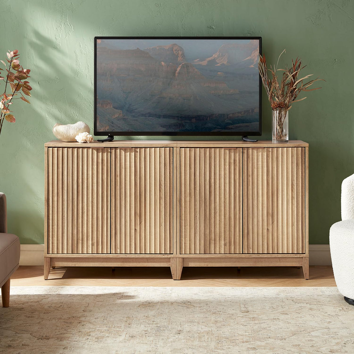 Fluted Storage Cabinet with Adjustable Shelf V7726