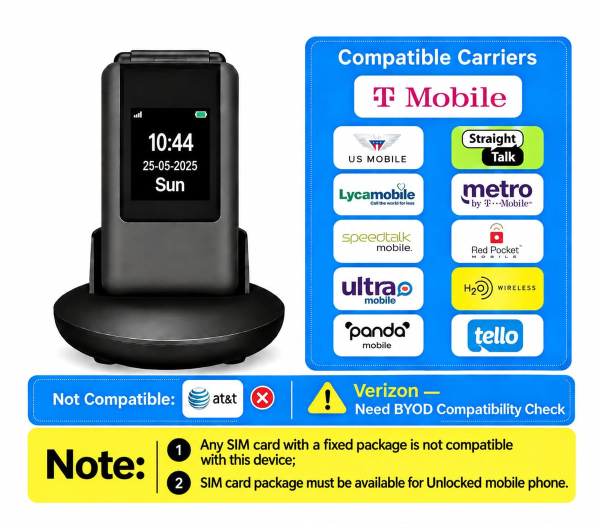 Unlocked Flip Phone Dual Screen E1452