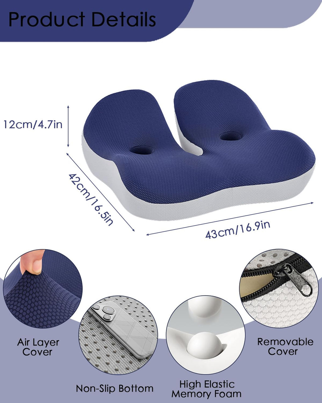 4.7″ Thick Memory Foam Car Seat Cushion D5386