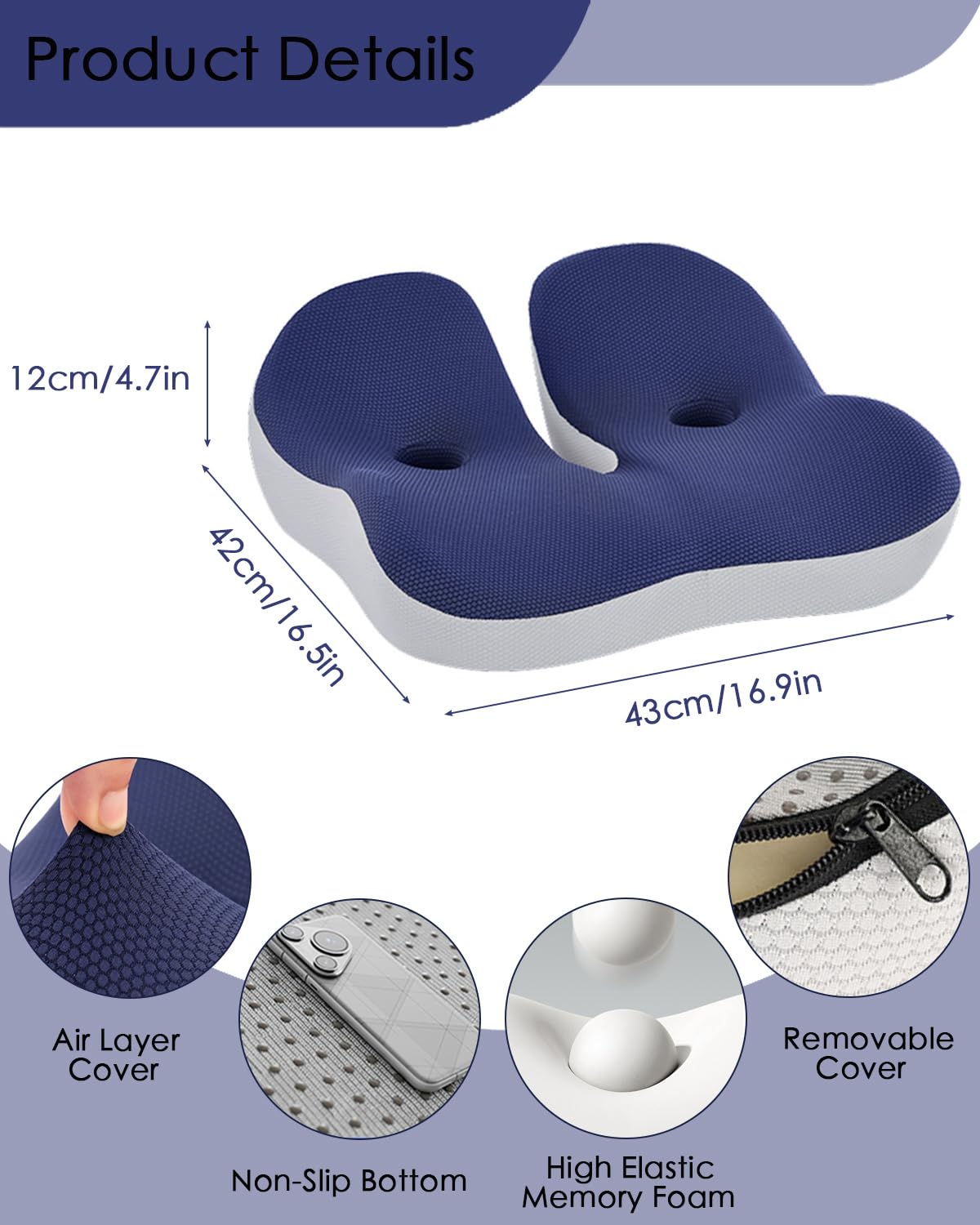 4.7″ Thick Memory Foam Car Seat Cushion D5386