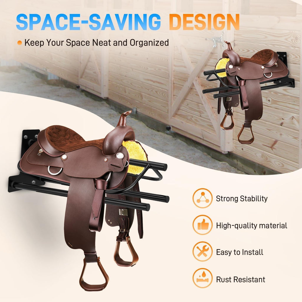 2 Pack Wall Mounted Saddle Rack with Double Pad Bar I670