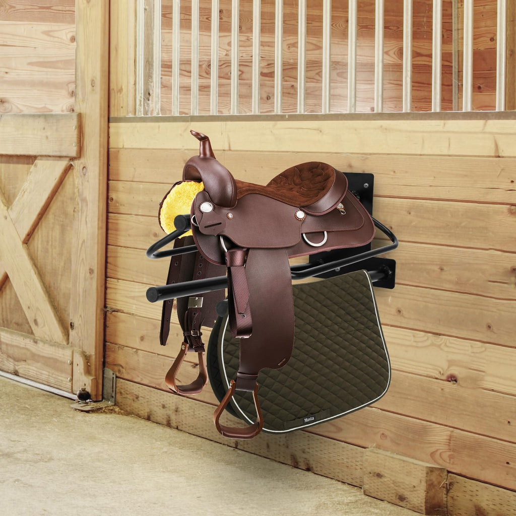 2 Pack Wall Mounted Saddle Rack with Double Pad Bar I670