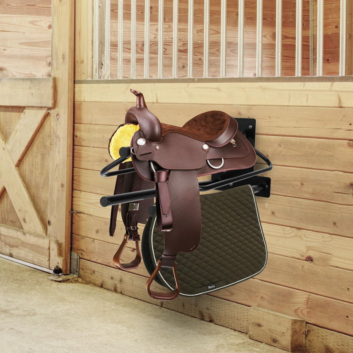 2 Pack Wall Mounted Saddle Rack with Double Pad Bar I670