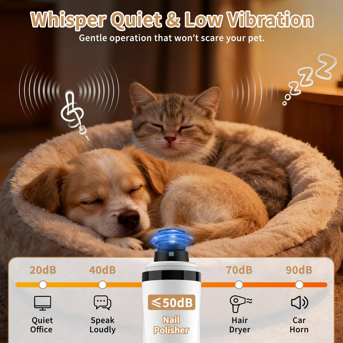 Quiet Dog Nail Grinder with Guard & 2 LED Lights E529