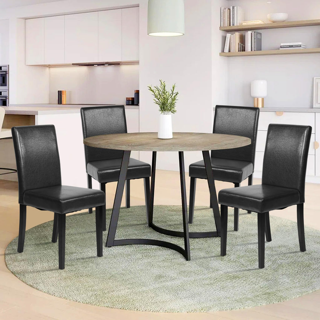 Black Faux Leather Upholstered Dining Chairs Set of 4 M708