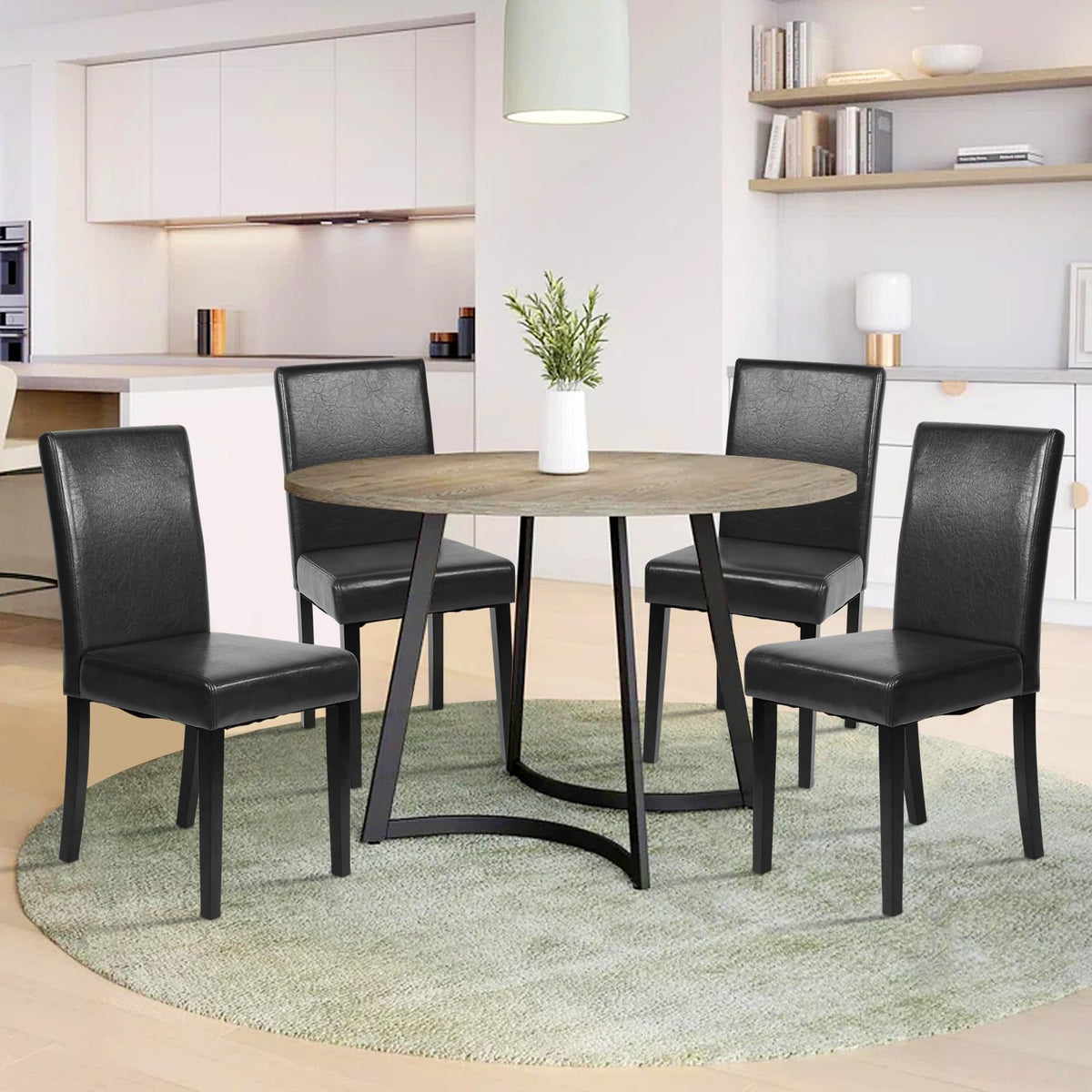 Black Faux Leather Upholstered Dining Chairs Set of 4 M708